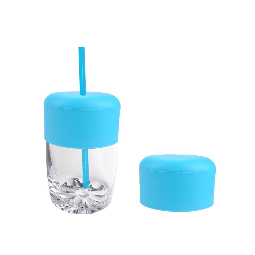 Latest Product Foldable Silicone Cup Cover With Straw for Drinking Bottles Non-leakage